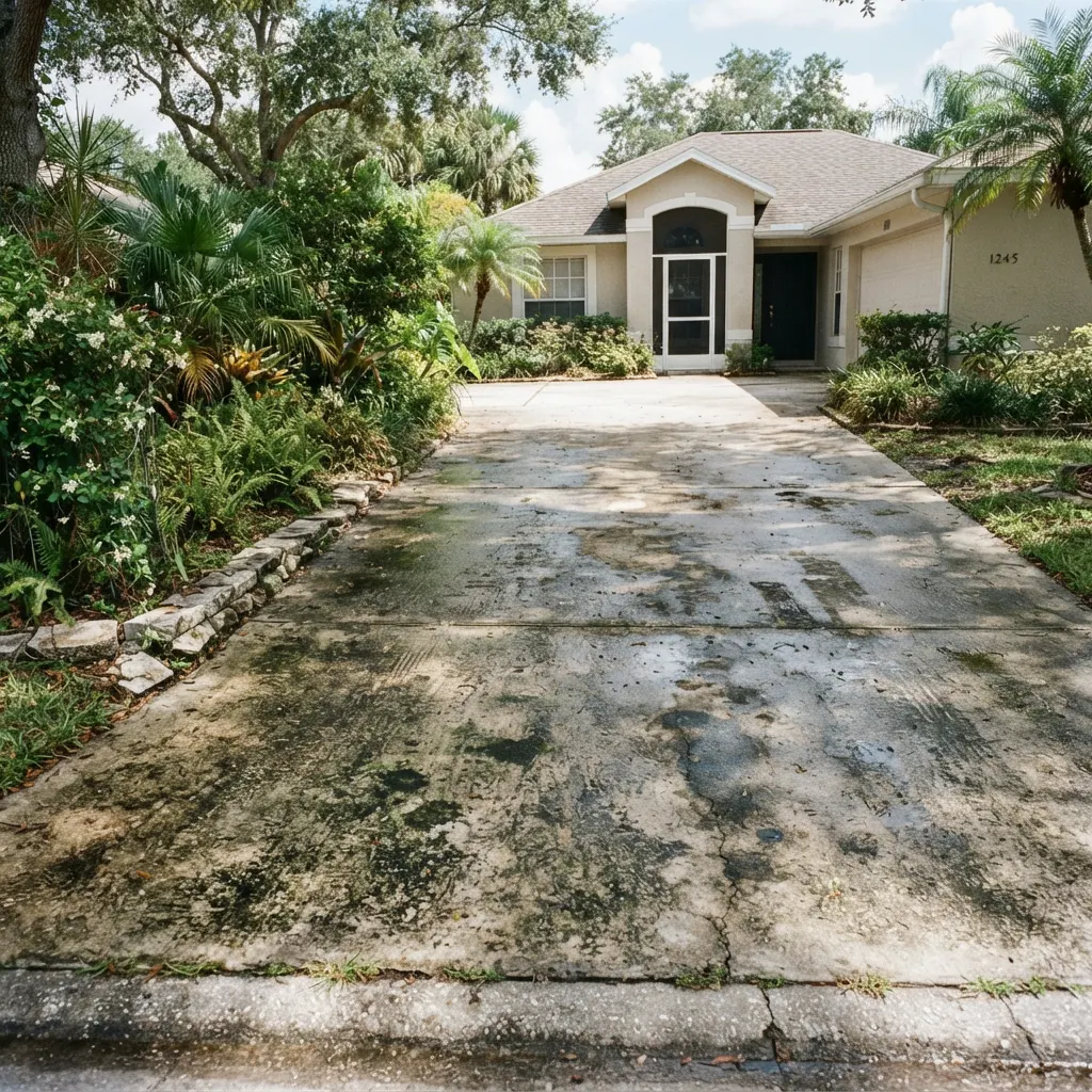 Before: Driveway cleaning